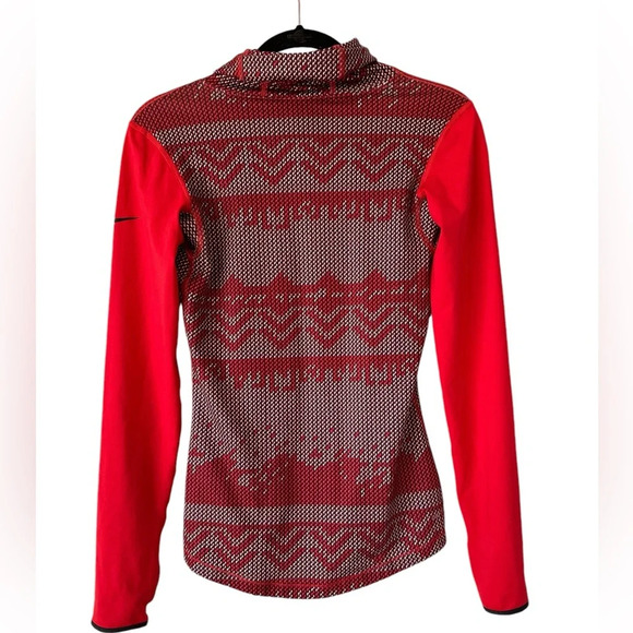 Nike Pro Women's Red White Hyperwarm Nordic Infinity Long Sleeve Shirt - Picture 4 of 16